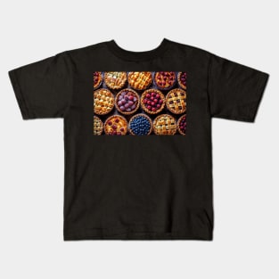 Variety of Fruit Pies on a Wood Background - Still Life Kids T-Shirt